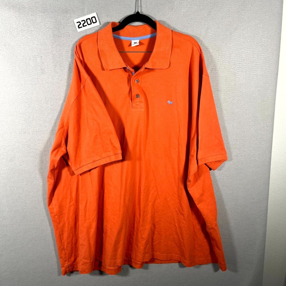 Ferrioni‎ Polo Shirt Mens 46 Orange Dog Embroidered Cotton Short Sleeve Golf